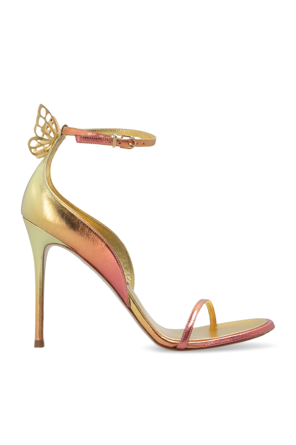 Gold Mariposa heeled sandals Sophia Webster bow detail knitted